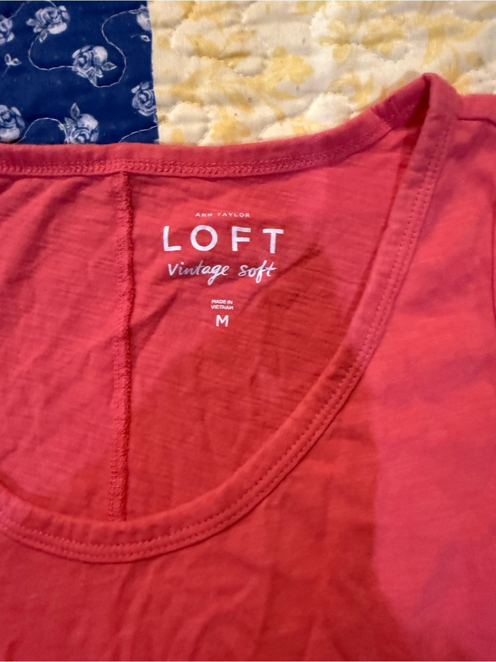 LOFT Vintage Soft Scoop Neck Tank - Coral